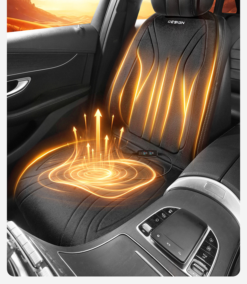 New winter short-pile heated car seat cushion, 12V/24V universal cigarette lighter USB quick-heating car seat pad
