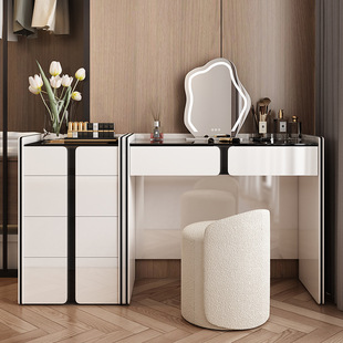 New Style Light Luxury High-end Cream Style Solid Wood Minimalist Dressing Table Bedside Bucket Cabinet Integrated Bedroom Storage Makeup Table