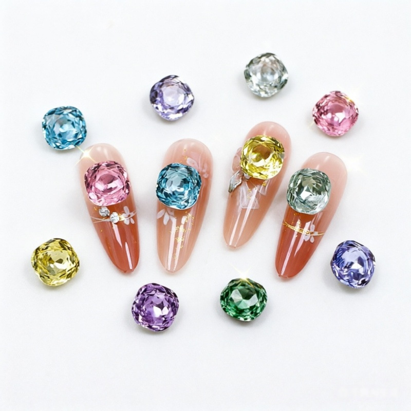 New Nail Art Accessories: High-End Luxury Star Swirl Cut Square High-Color Rhinestones, K9 Crystal Nail Rhinestones