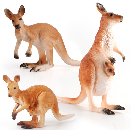 Cross-border children's solid wild animal model simulates Australian female kangaroo model early education ornaments hand-made toys