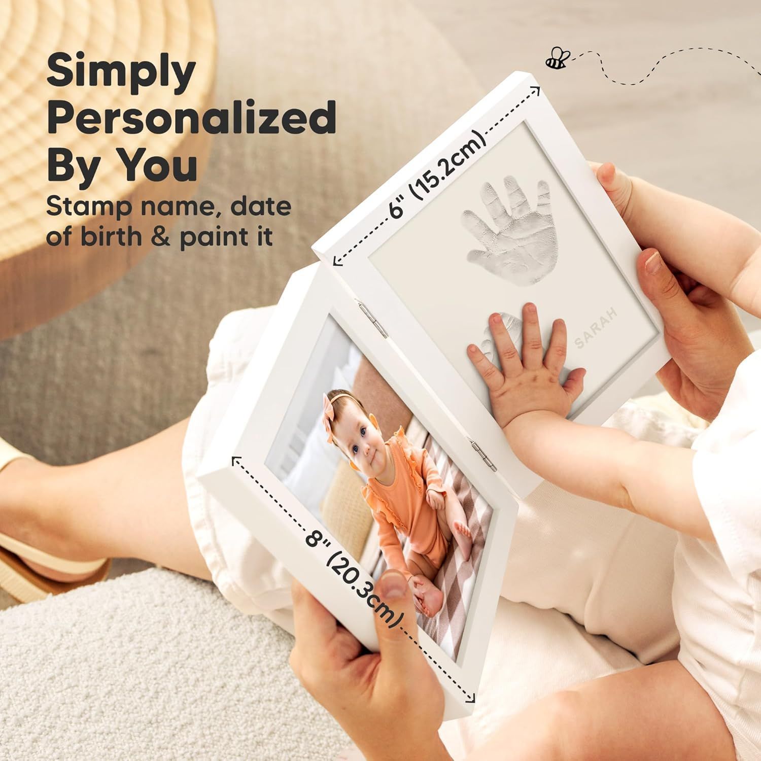 Venta caliente transfronteriza bebé huella huella marco de fotos marco doble