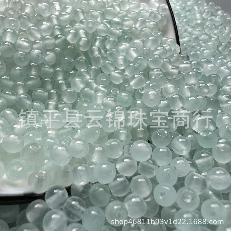Ice through jade jade beads light green 4mm Bashan jade beads diy semi-finished men's and women's round bead bracelet