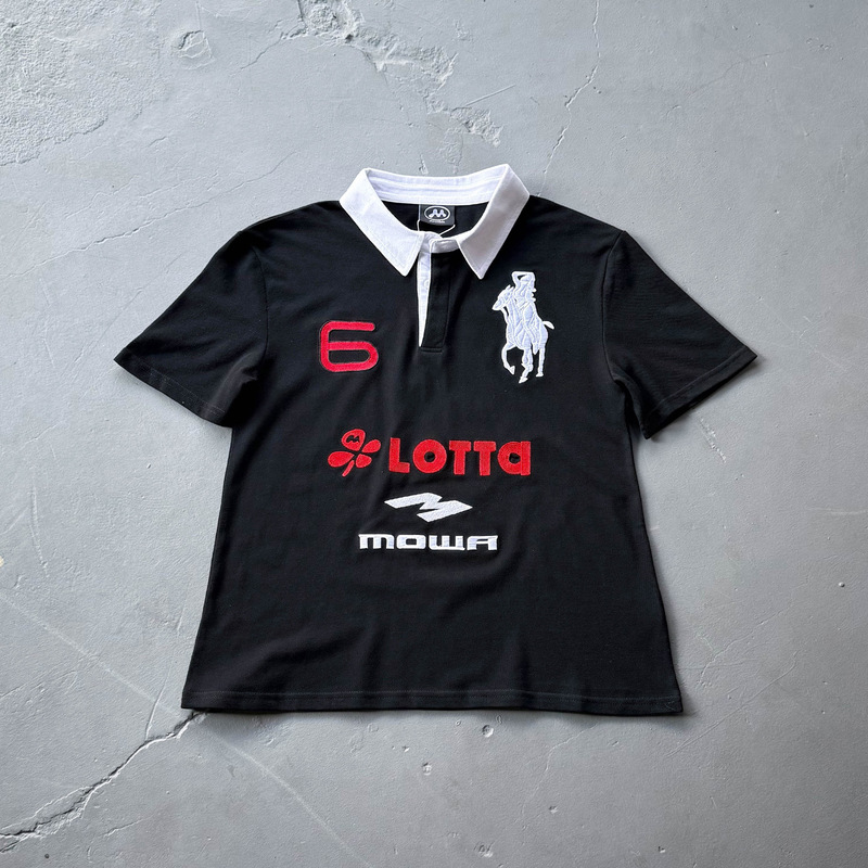 Mowalola Atl Angel War Horse Embroidery Slim Polo Shirt Short Sleeve T-Shirt Tee Opium Yvl Style