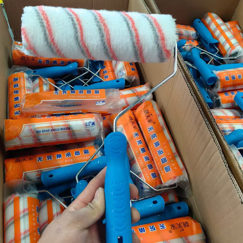 Fábrica directa de herramientas de cepillo de pared de barril de pintura de látex cepillo de barril de barril de poliéster 9 pulgadas barra gris roja barra azul cepillo de barril