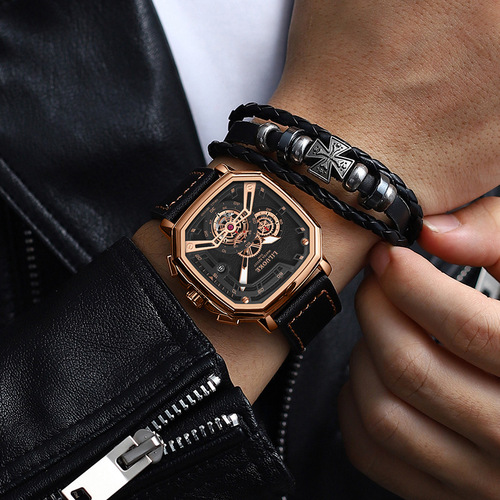 One-Time Deal: LILUOKE Men's Watch, Night Light, Waterproof, Square, Cross-Border, Wholesale for Men