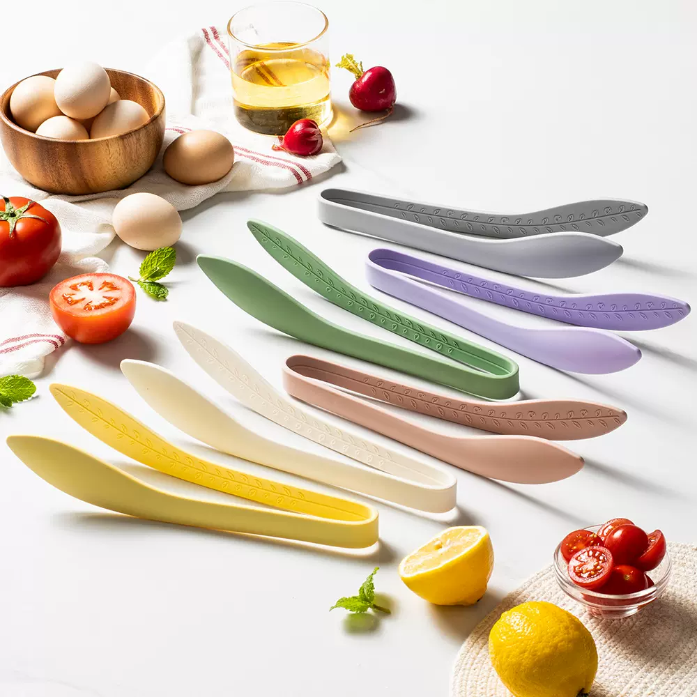 树叶形全包一体硅胶翘头食物夹烧烤夹食物夹牛排夹耐高温食品夹子