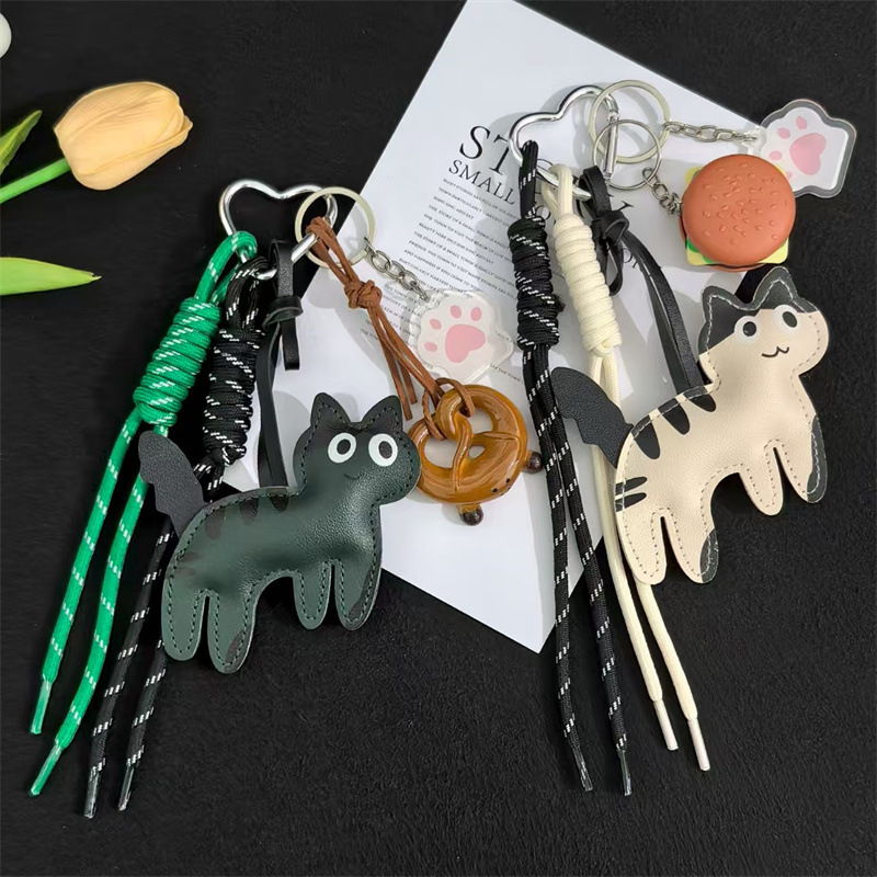 Cartoon Little Red Book Same Style Chocolate Cat Braided Rope High Quality Keychain Cute Texture Bag Hanging Wholesale