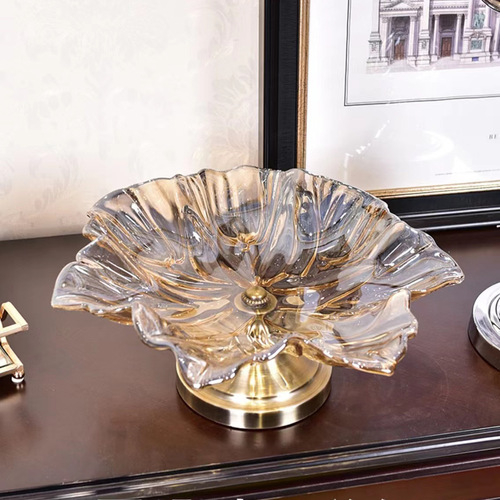 Light luxury crystal glass fruit plate living room coffee table fruit plate dried fruit candy storage plate large New Year home decoration