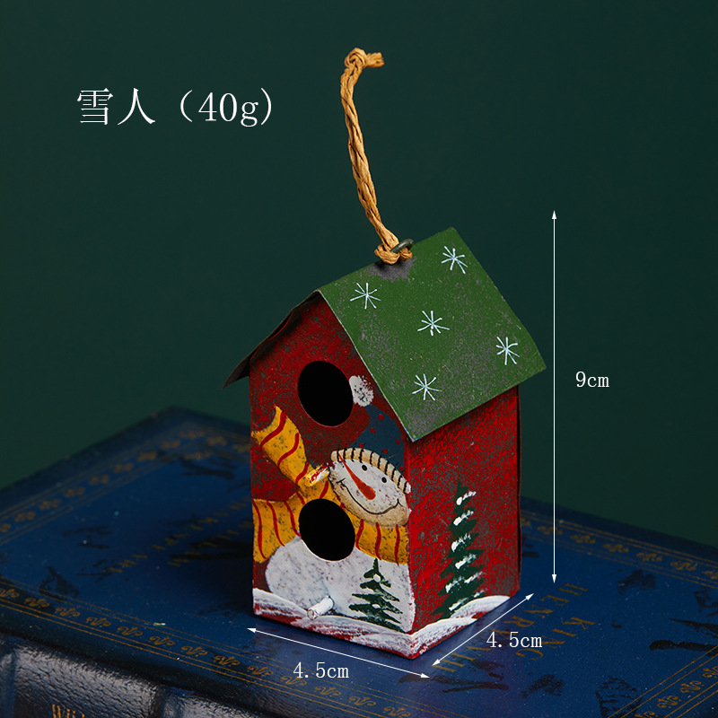 Navidad hoja de hierro pequeña casa colgante 10cm mesa de Navidad árbol de Navidad decoración colgante hierro forjado decoración