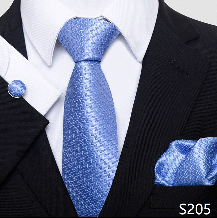 Ready stock solid color polka dot plaid tie wholesale solid color men's tie tie cufflinks pocket square set 8cm