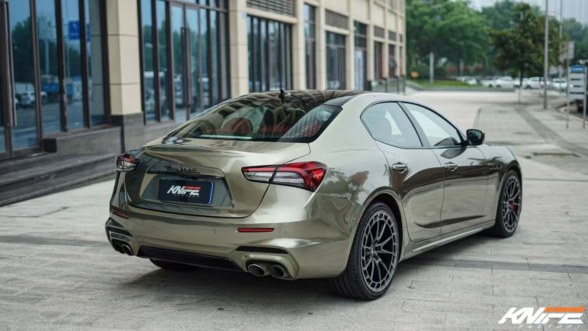 Maserati Ghibli Modified with Trofeo New Front Face Kit, Led Headlights, Tail Light Assembly, and Body Surround
