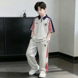 男童夏装套装2026新款中大童夏季Polo衫短袖长裤薄款运动两件套潮
