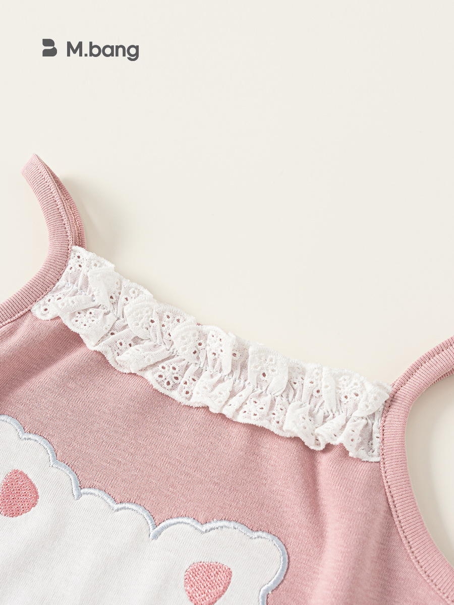 Youbao ropa para niños 2025 nuevos tops de verano para niños con encaje y tirantes de lazo fino para niñas