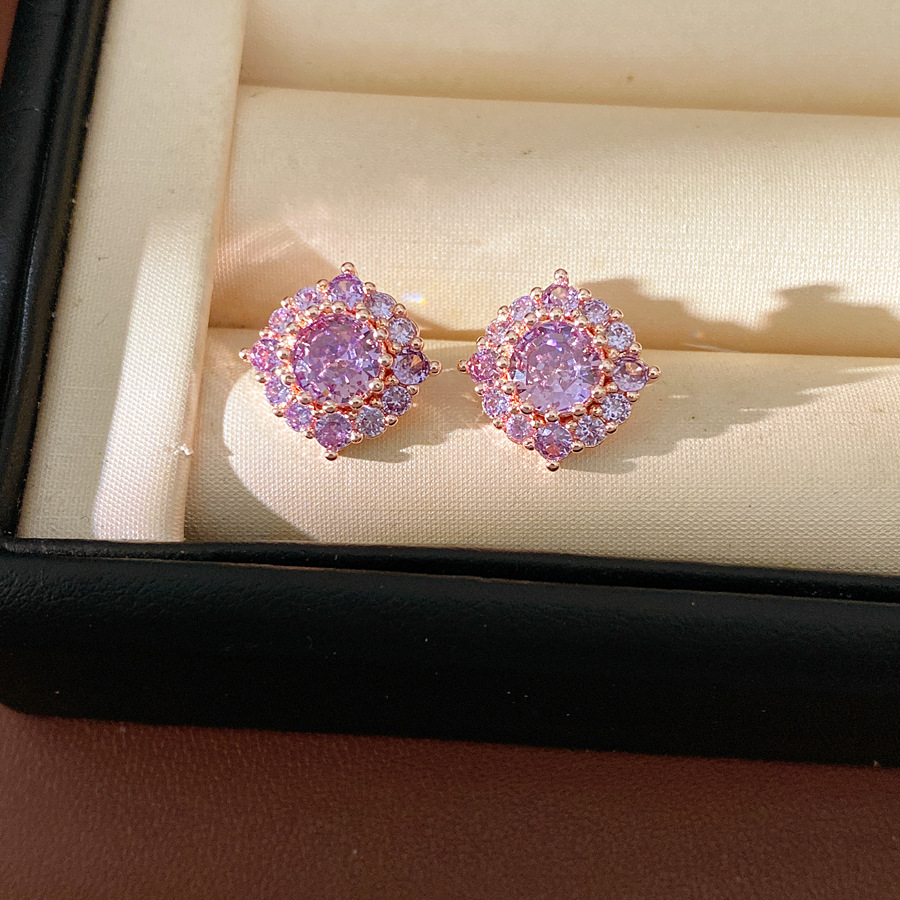 Aguja de plata de piedra de silicio geométrica aretes redondos exquisitos super brillo nicho universal aretes ligeros de lujo alta sensación de aretes al por mayor image 9