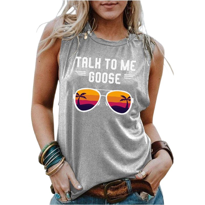Hable conmigo gallina carta sin mangas Sling mujeres europeas y americanas Top backless sexy Loose bottoming chaleco