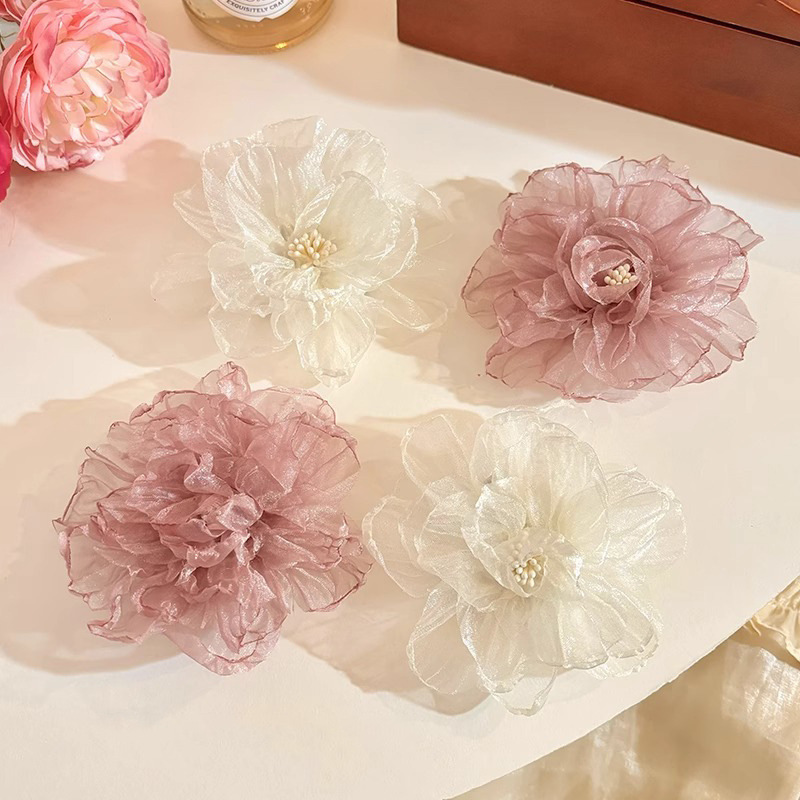 Super imortal tela Begonia flor pato clip de vacaciones de estilo de mar mujer clip de cabello lateral clip de cabello frisa clip clip de cabello