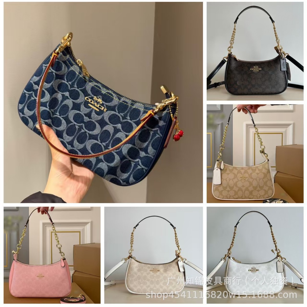 Koja high-end outlet 2025 teri25 underarm bag classic monogram fashion shoulder crossbody handbag crescent bag