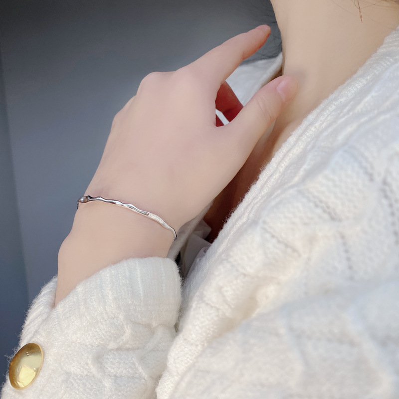 Simple Style Geometric Sterling Silver Polishing Bangle 1 Piece