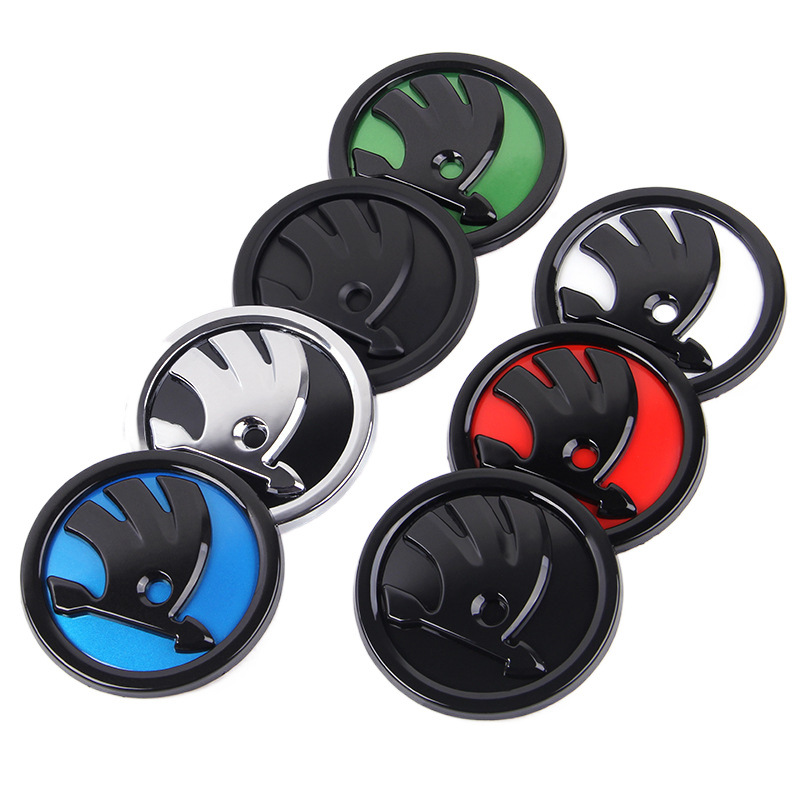 90MM 80MM Adecuado para Skoda Octavia Jingrui Etiqueta delantera y trasera Etiqueta de red media negra Etiqueta de cola ABS