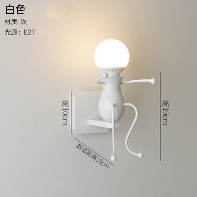 Transfronterizo retro creativo de dibujos animados Little Man lámpara de pared columpio pequeño Iron Man dormitorio arte decorativo lámparas de noche al por mayor