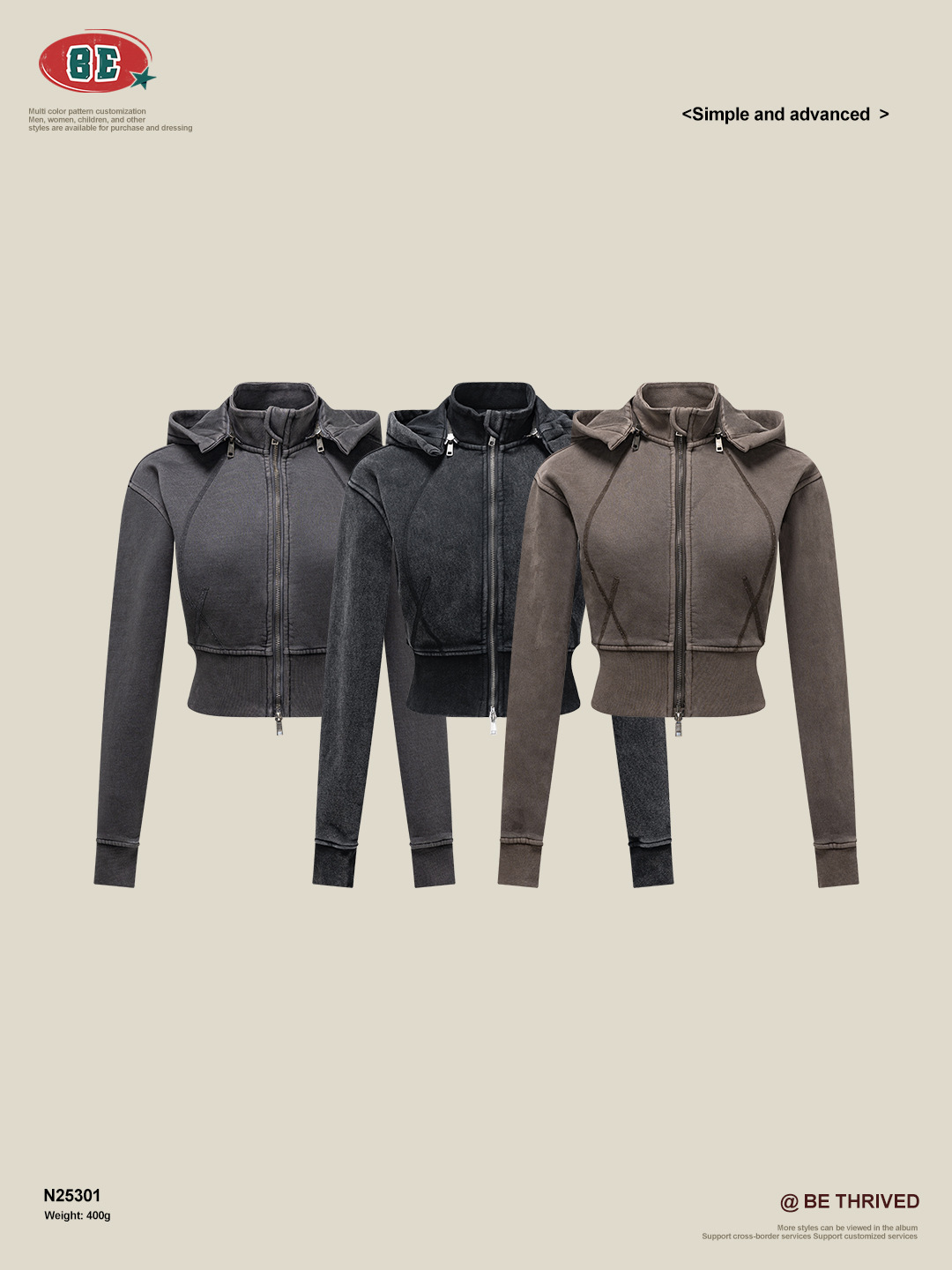 Ropa de mujer BE | Chaqueta Corta con Capucha Desmontable Estilo Retro Europeo y Americano Otoño 2025, Sudadera Lulu con Cierre y Cintura Ajustada para Mujer