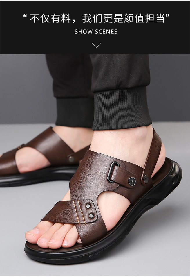 Dép sandal nam đế mềm quai ngang hở ngón, dép đi biển và lái xe đa năng, lót cao su massage — CS2311 màu nâu, CS2311 màu xám, CS2311 màu đen chi tiết 15
