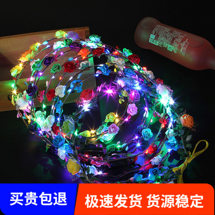 Mori Girl Korean Style Wisteria Flower Glowing Wreath - Hot Selling Hair Accessory/Headband at Tourist Attractions and Night Market Toys - Wholesale Source