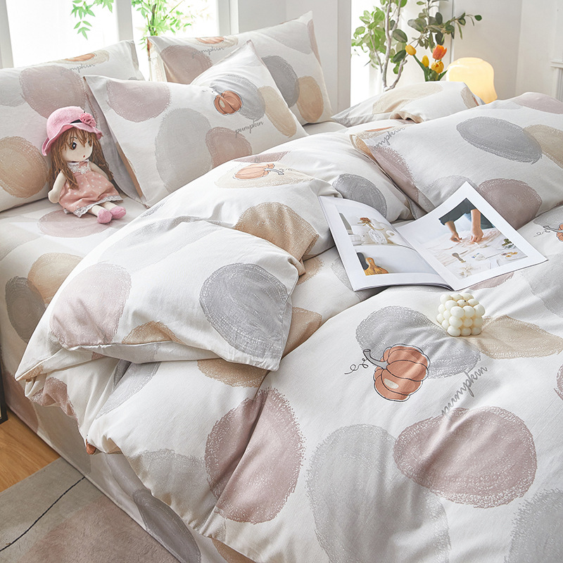 Cama de algodón de cuatro piezas, ropa de cama de cuatro estaciones, dormitorio de estudiantes de tres piezas.