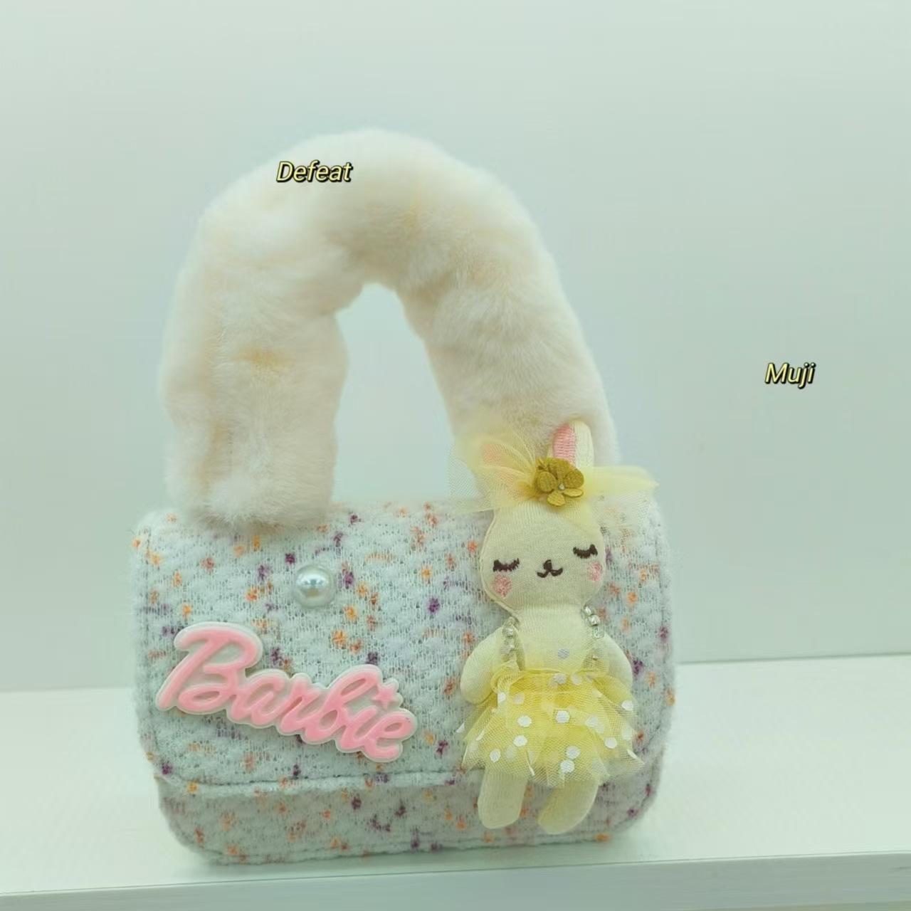 Bonita bolsa de peluche de conejo, bolsa de princesa, bolsa de hombro, bolsa de cinturón, bolsa de cambio, bolsa de accesorios, niña