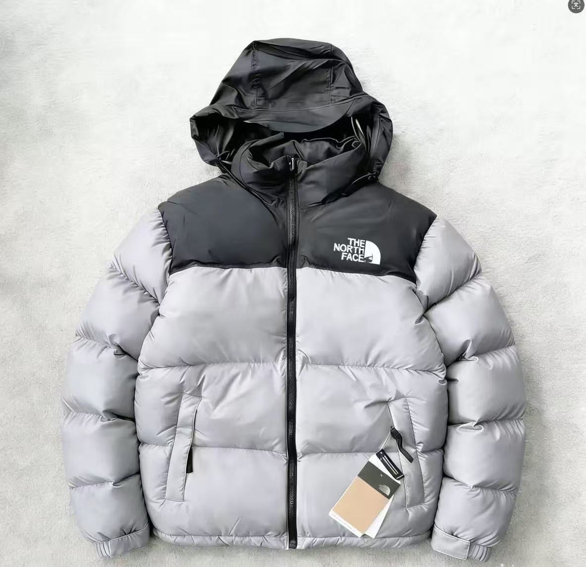 The North Face 1996 Retro Nuptse Puffer Jacket Hooded Grey Black