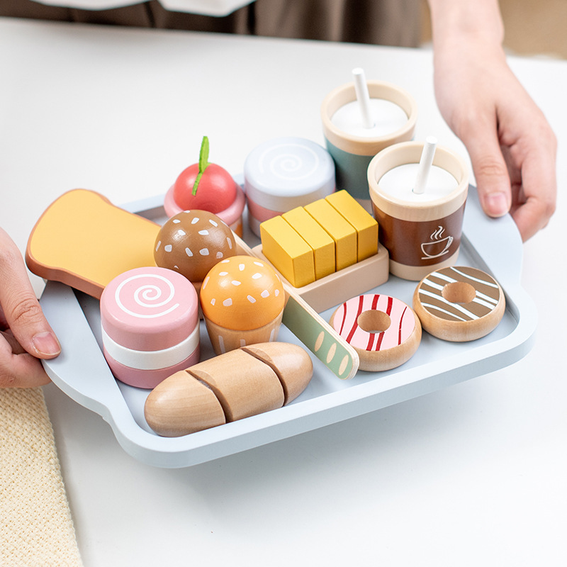 Juegos de cocina de juegos de simulación para niños Breakfast Breakfast Milk Juegos de rol para bebés Juguetes de madera transfronterizos image 5