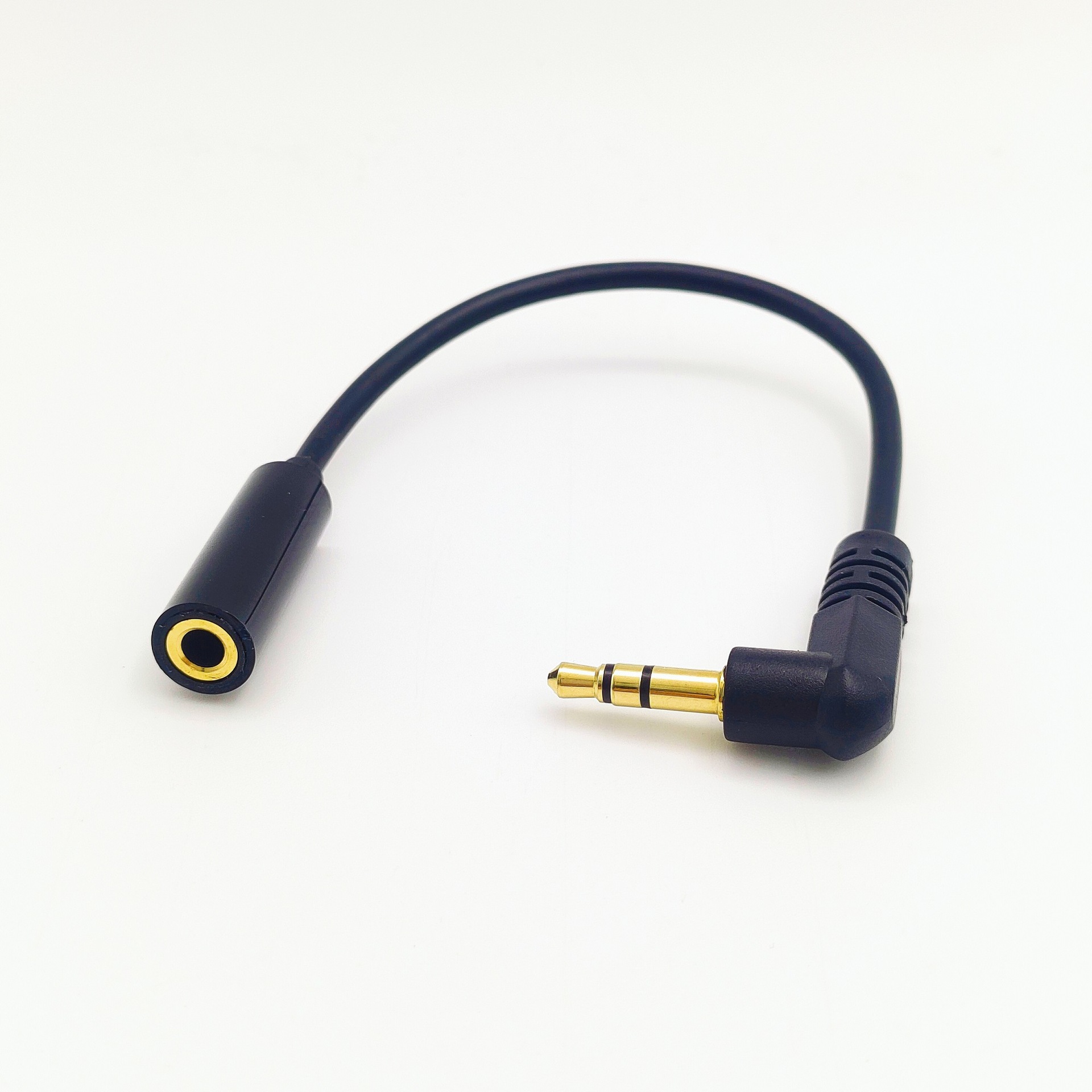 15cm 3.5 Male To 3.5 Female Audio Extension Cable Three Sections Elbow