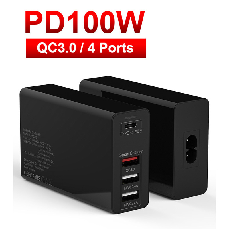 PD 100W multi-port desktop fast charging Type-C USB power adapter laptop mobile phone charger PD 100W multi-port desktop fast charging Type-C USB power adapter laptop mobile phone charger
