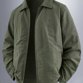 翻领外套男三防上衣春秋季2025新款防风宽松纯色休闲商务行政夹克