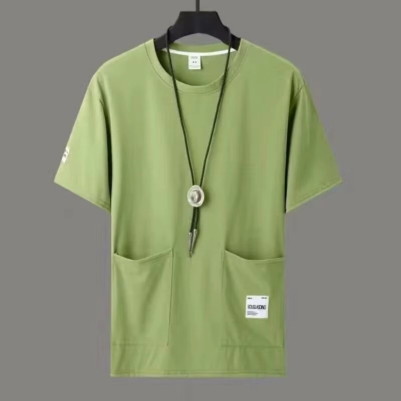 Источник производителя внешней торговли летняя футболка мульти-карманная повседневная свободная толстая мужская рубашка большого размера футболка большого размера