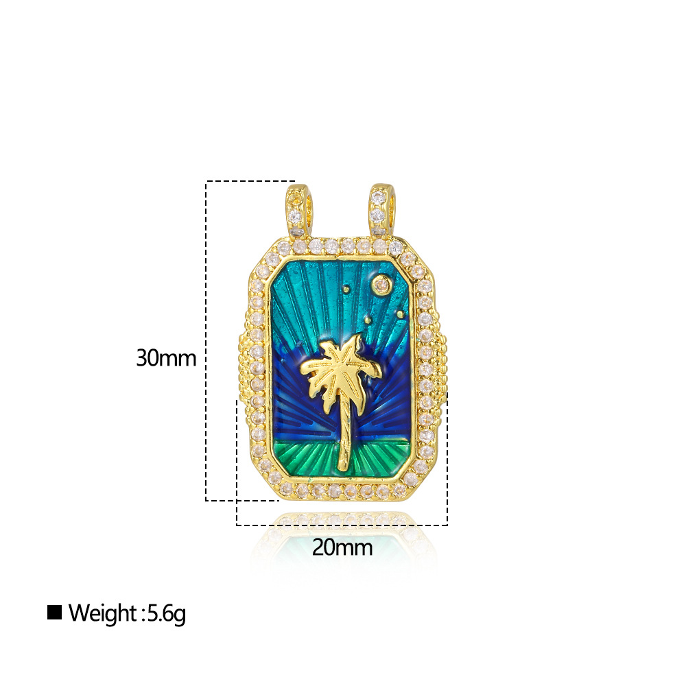 6g Weight Pendant Jewelry Making Type 18K Gold Plated Plating Material 1 Piece Quantity Daily Occasion Copper Material Rainbow, Coconut Tree, Heart Shape Pattern All Seasons Season Unisex Gender Plating Design Retro, Classic Style Style 1 Piece Copper 18K Gold Plated Rainbow Coconut Tree Heart Shape Pendant 1