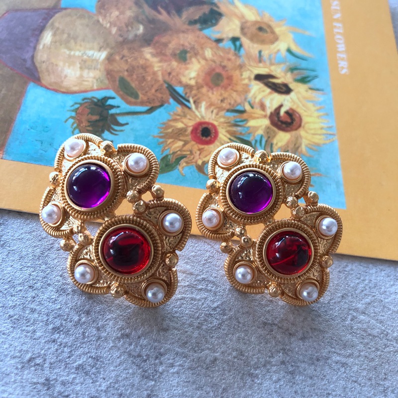 14g Weight 925 Sterling Silver Ear Needle Material No Inlaid Inlay Material Earrings, Ear Studs Classification Travel Occasion Alloy Material Printing Pattern Women'S Gender Fashion Style Grey, Green, Silver Color Fashion Printing Alloy No Inlaid Earrings Ear Studs 5