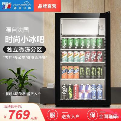 法國Homesun家用客廳冰吧辦公室透明小型飲料茶葉冷藏單門小冰箱