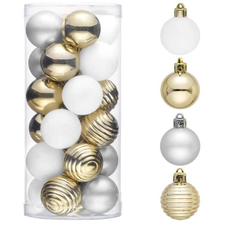 Barril transfronterizo de color bola de Navidad con forma de bola 4cm bola de plástico galvanizado colgante de decoración de árbol de Navidad