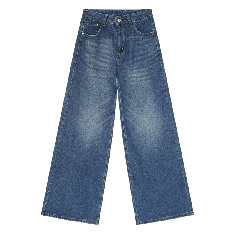 Nirben Denim | Базовый стиль для ходьбы, темно-синие свободные прямые джинсы в Корейском стиле, мужские американские модные широкие штанины