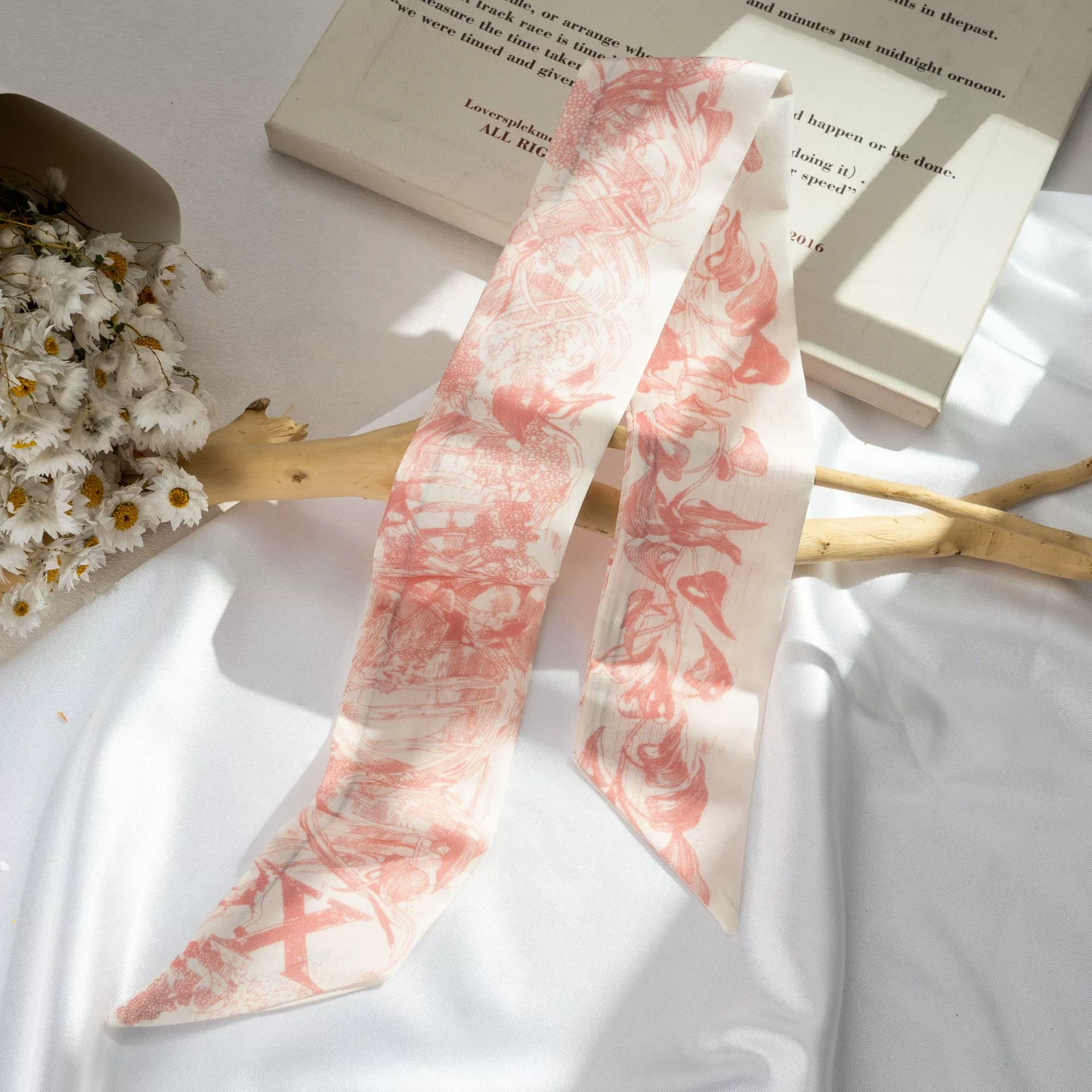 Silk Scarf Hairband (Suhang) long streamer 89×3.8 cm, lightweight gift box option