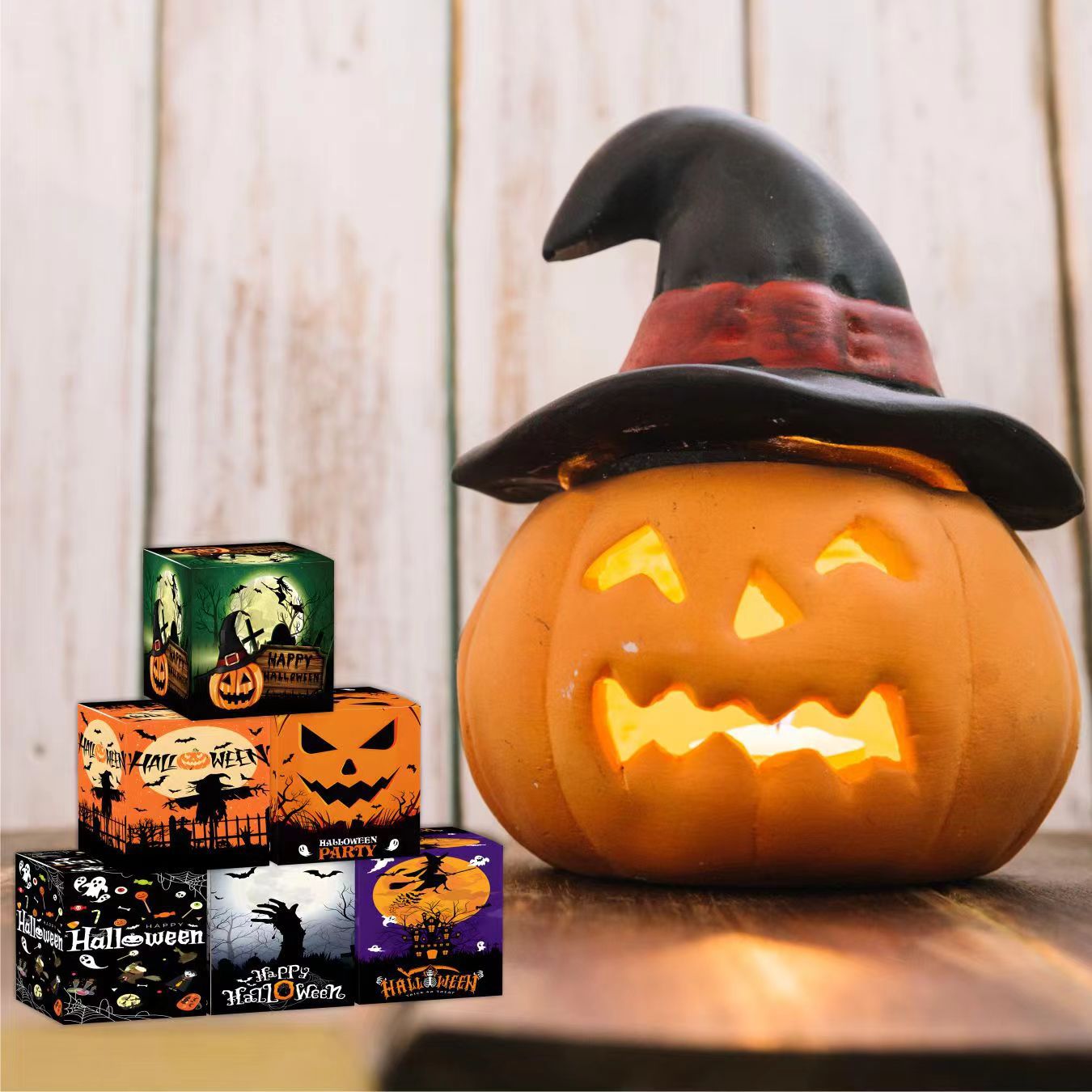 Κουτί με μπομπονιέρες για κέρασμα ή κέρασμα για το Halloween, διακόσμηση πάρτι, χάρτινο κουτί, διακόσμηση δείπνου, κουτί με μπομπονιέρες_voghion.com