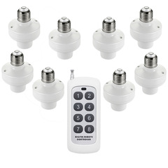 RF433M Wireless Remote Control Light Socket Cordless Remote Switch E26/E27 Universal One-Touch Eight-Channel Controller