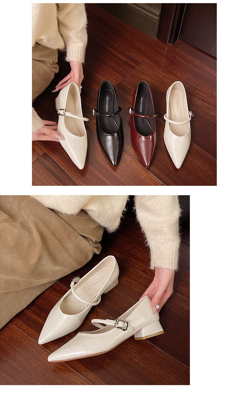 Damen Mary Jane Schuhe Mit Blockabsatz Rote Spitzschuhe_voghion.com