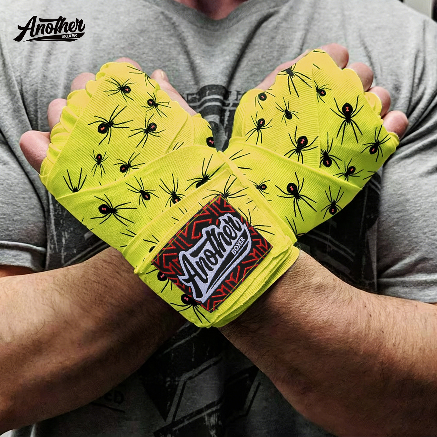 AN boxing hand wraps, training and competition-grade, elastic combat wraps, paired with the "Punch Spider" style hand wraps