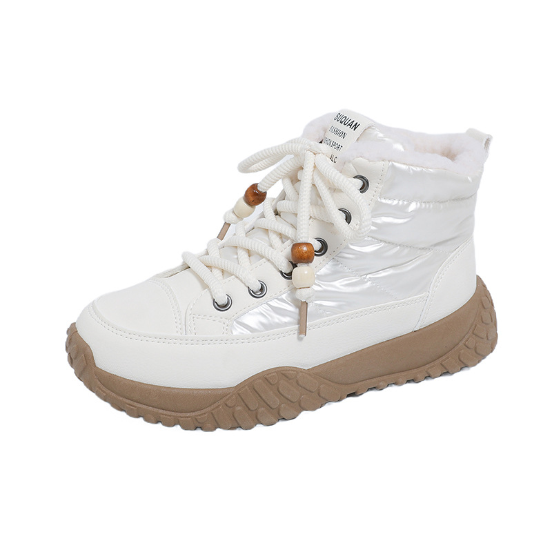 K5205 Snow Boots For Women 2025 New Winter Fleece Lined Thickened High Top Thick Sole Versatile Northeast Warm Cotton_voghion.com