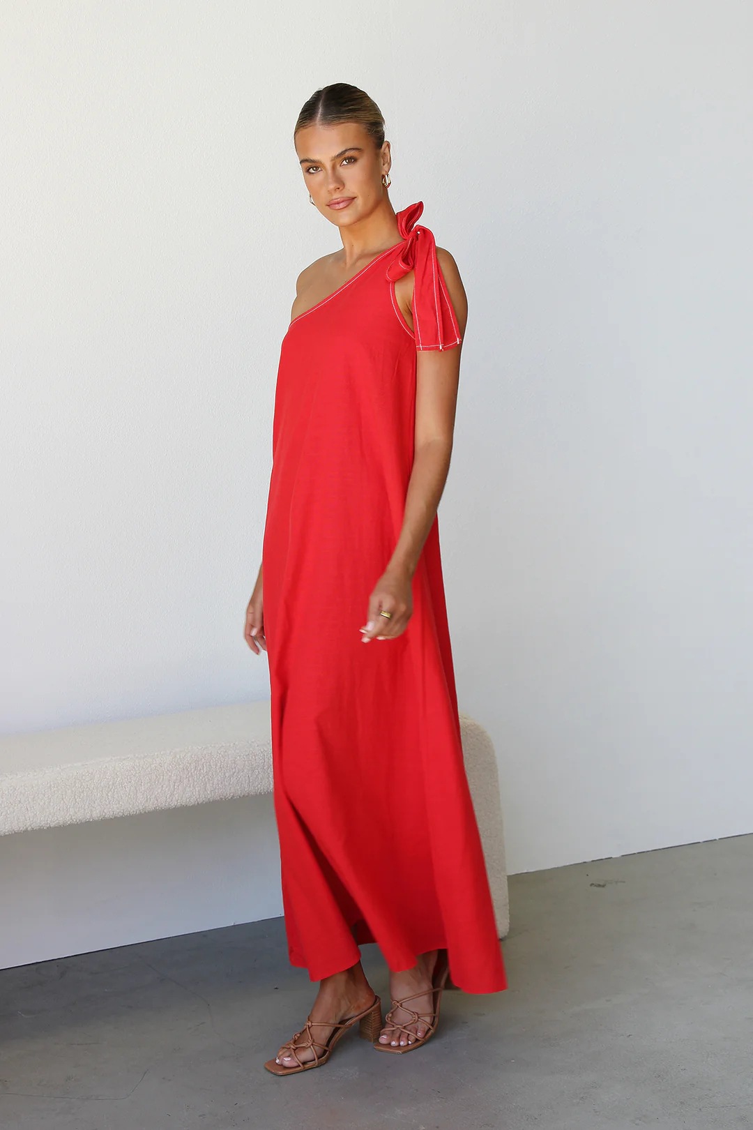 Summer Halter One Shoulder Lace up Elegant Solid Color Maxi Dress Dress Women