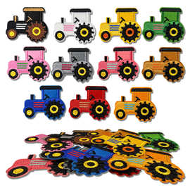 电脑绣标卡通拖拉机布贴带背胶补丁贴修补破洞可DIY批发童装辅料