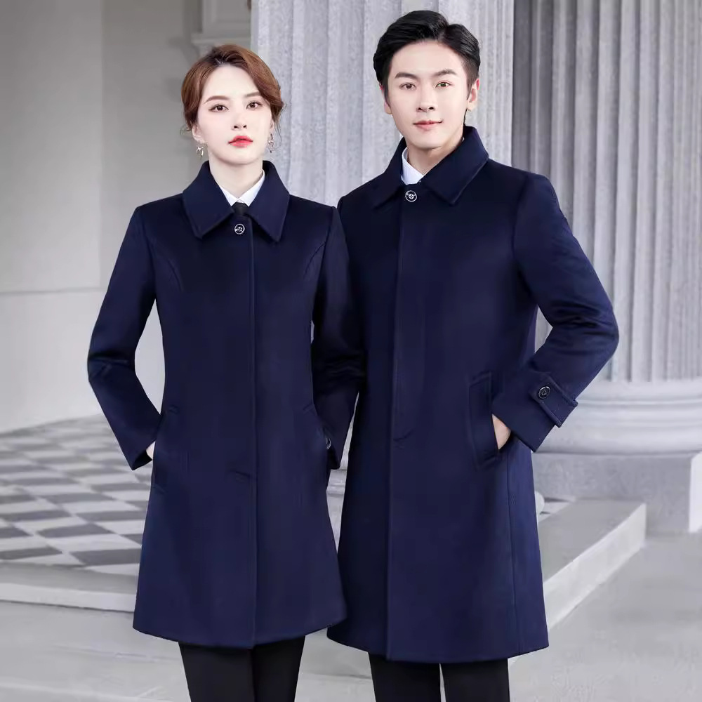 모직 옷 여성 겨울 새 보안 프론트 데스크 호텔 은행 전문 툴링 중장 모직 코트
