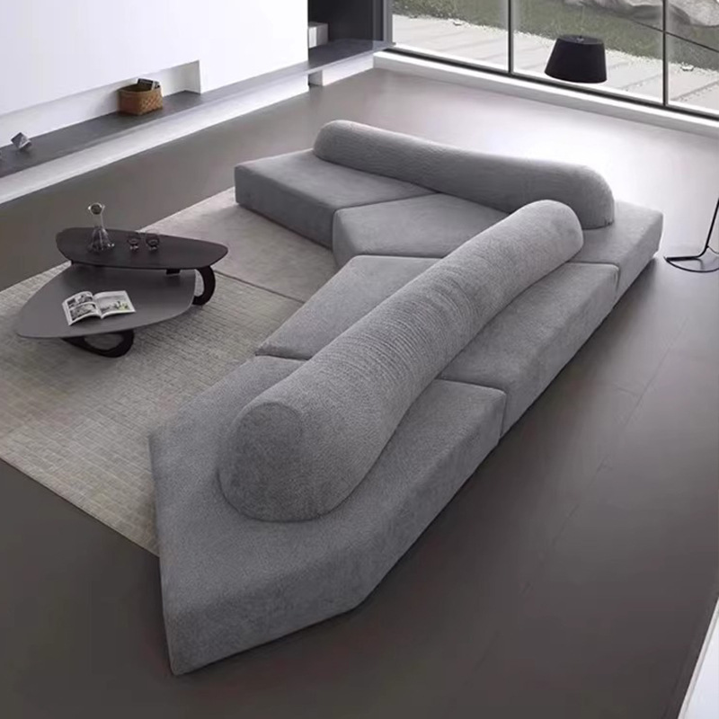 Italiano minimalista sofá de tela de roca gran sala de estar muebles villa gran capa plana módulo de forma especial sofá